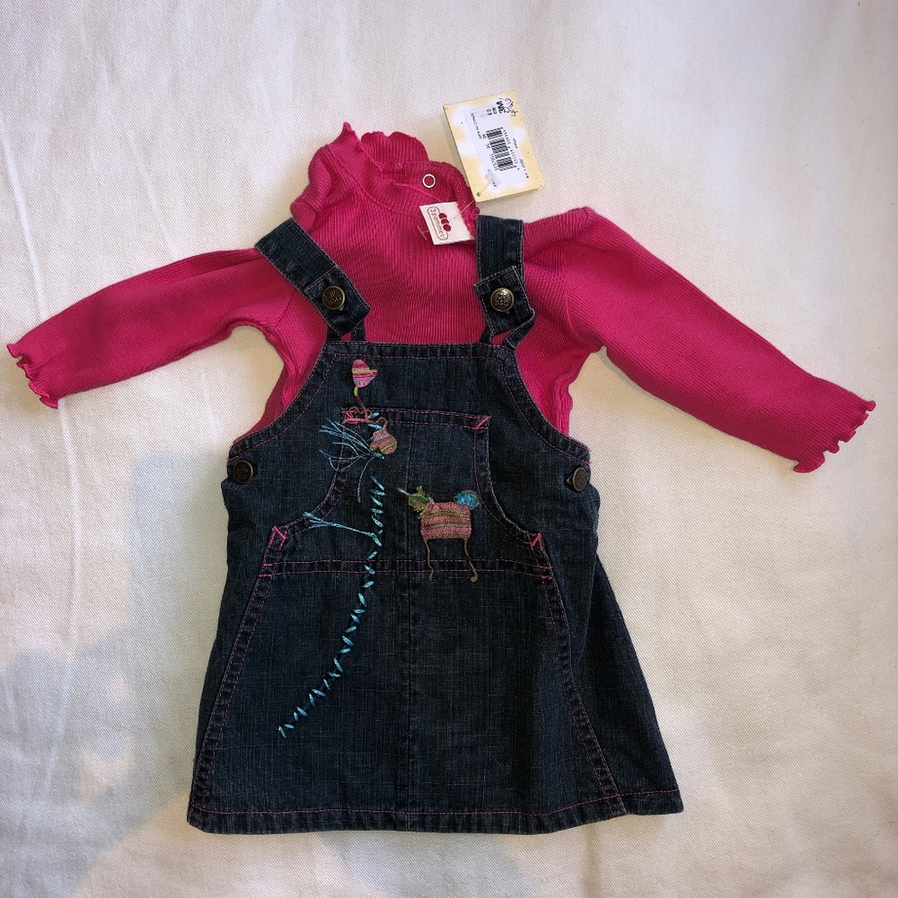 3Pommes Denim Jumper with Long Sleeved T-Shirt